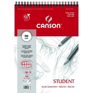 Canson Student do szkicu i rysunku A3 90gsm  (na spirali) 