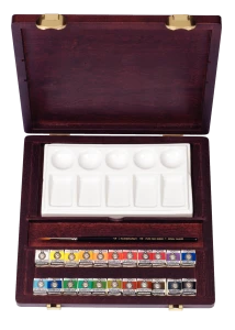 Zestaw Farb Akwarelowych w Kostce Rembrandt Water Colour Box Traditional (w drewnianej kasetce)