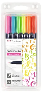 Zestaw Neonowych Pisaków do Kaligrafii Fudenosuke 6szt