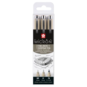 Zestaw 3 Cienkopisów Sakura Pigma Micron  (005, 01, PN)